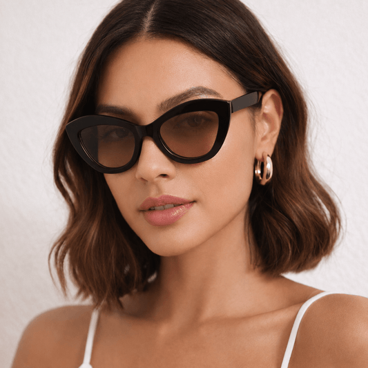 Óculos de Sol Feminino Gatinho Preto UV400 Elegante - Zaffir Eyewear