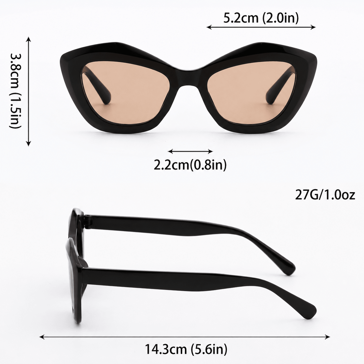 Óculos de Sol Feminino Gatinho Preto UV400 Elegante - Zaffir Eyewear