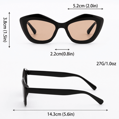 Óculos de Sol Feminino Gatinho Preto UV400 Elegante - Zaffir Eyewear
